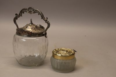 Seau à biscuits en cristal, monture et couvercle en métal ar… - Photo 1