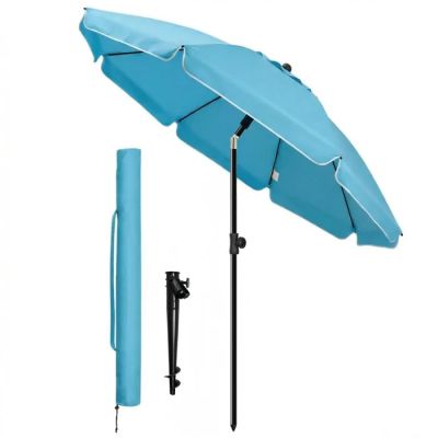 une image représentant un parapluie bleu avec un manche noir sur fond blanc