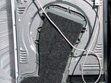 the inside of a refrigerator with a broken door and a broken door handle