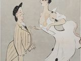 cartoon of a man and a woman dancing in a white dress