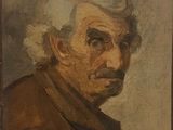 un vieux tableau représentant un homme aux cheveux blancs et à la moustache