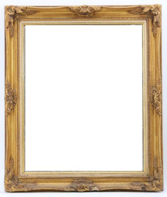 a gold frame with a white background