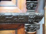 a close up of a door handle with a lion on it