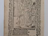 an old book with a drawing of a man and a woman on it