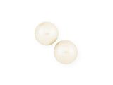 a pair of pearl earrings on a white background