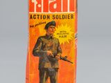 an old action man action soldier box on a gray surface