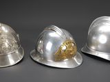 three helmets that are sitting next to each other