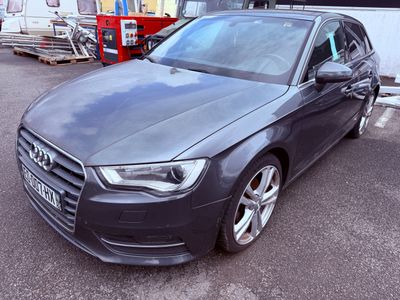 a black audi car parked in a parking lot