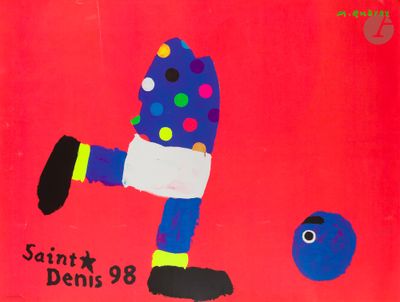 an image of a painting of a man kicking a soccer ball