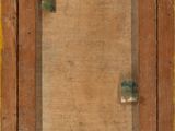 an image of a painting of a wooden frame on a yellow wall