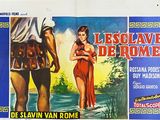 an old movie poster of a woman in a red dress standing next to a man in a red dress