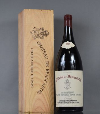an image of a bottle of red wine next to a wooden box