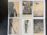 several old black and white photos of a man in a boat
