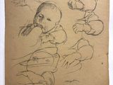 une image représentant un dessin d'un bébé assis par terre