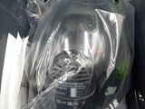 a plastic bag with a helmet inside of it