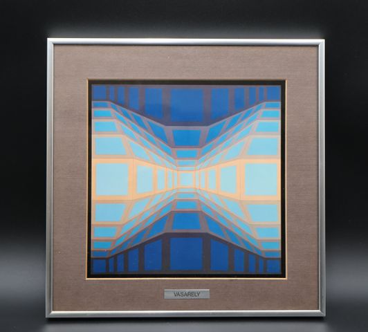 VASARELY, sérigraphie encadrée sous verre. 22 X 21.5 cm à vue
