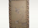chinese scroll with birds and flowers on a beige background