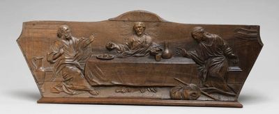 une plaque en bronze représentant la Cène de Jésus