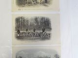 three old photos of a group of people with dogs in a field