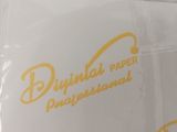 a clear plastic bag with a yellow logo on it