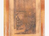 an old picture of a man sitting in a chair in a room