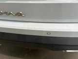 a close up of the rear end of a white car