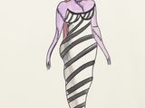 an image of a drawing of a woman in a striped dress