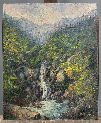 Georges GERIN (1910-?) Cascade d'Aiguebelle Huile sur toile,…
