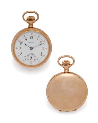 Deux types différents de montres de poche sont représentés sur un fond blanc.