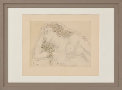 an image of a drawing of a nude woman in a white frame