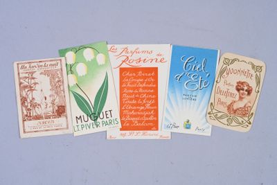 five different types of cards on a blue surface