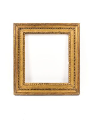 a gold picture frame with a white background
