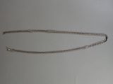 silver plated chain with a clasp on a white background