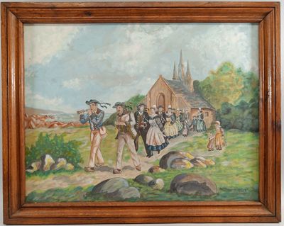 D. ROGER ( XXème siècle) Cérémonie bretonne Technique mixte …