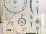 un vieux livre sur lequel figurent des dessins représentant divers objets