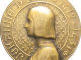 une image représentant une médaille d'or sur laquelle figure le profil d'un homme