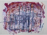 abstract painting of a group of people standing in a square