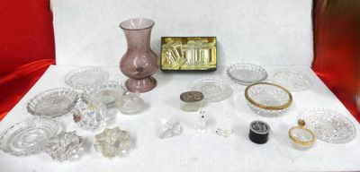 a table with a lot of glass items on it