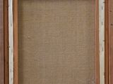 a close up of a picture frame with a brown background
