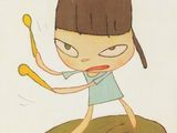 tableau représentant une petite fille tenant une cuillère dans la main