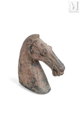 sculpture représentant une tête de cheval sur fond blanc