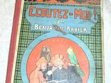 an old book with a picture of a boy and a bird on it