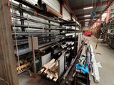 a large amount of steel pipes and pipes in a warehouse