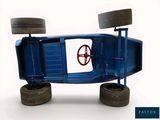 a toy car that is sitting on top of two tires