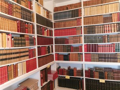 de nombreux livres qui se trouvent sur les étagères de la pièce