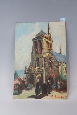 Ecole française du XXème siècle "Locronan, devant l'église" …