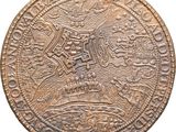 a close up of a coin on a white background