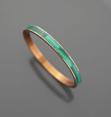 Bracelet jonc orné sur le pourtour de plaques de malachite r…