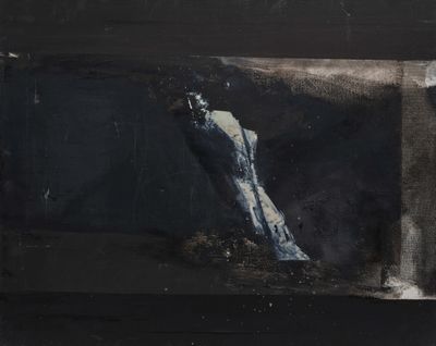 une image représentant une peinture d'une cascade jaillissant d'une grotte