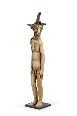 an image of a statue of a man with horns on his head